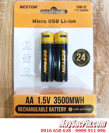 Beston 2AM-92, Pin sạc Li-ion AA 1.5v Micro USB Beston 2AM-92 (với AA3500mWh =2200mAh)/ Vỉ 2viên